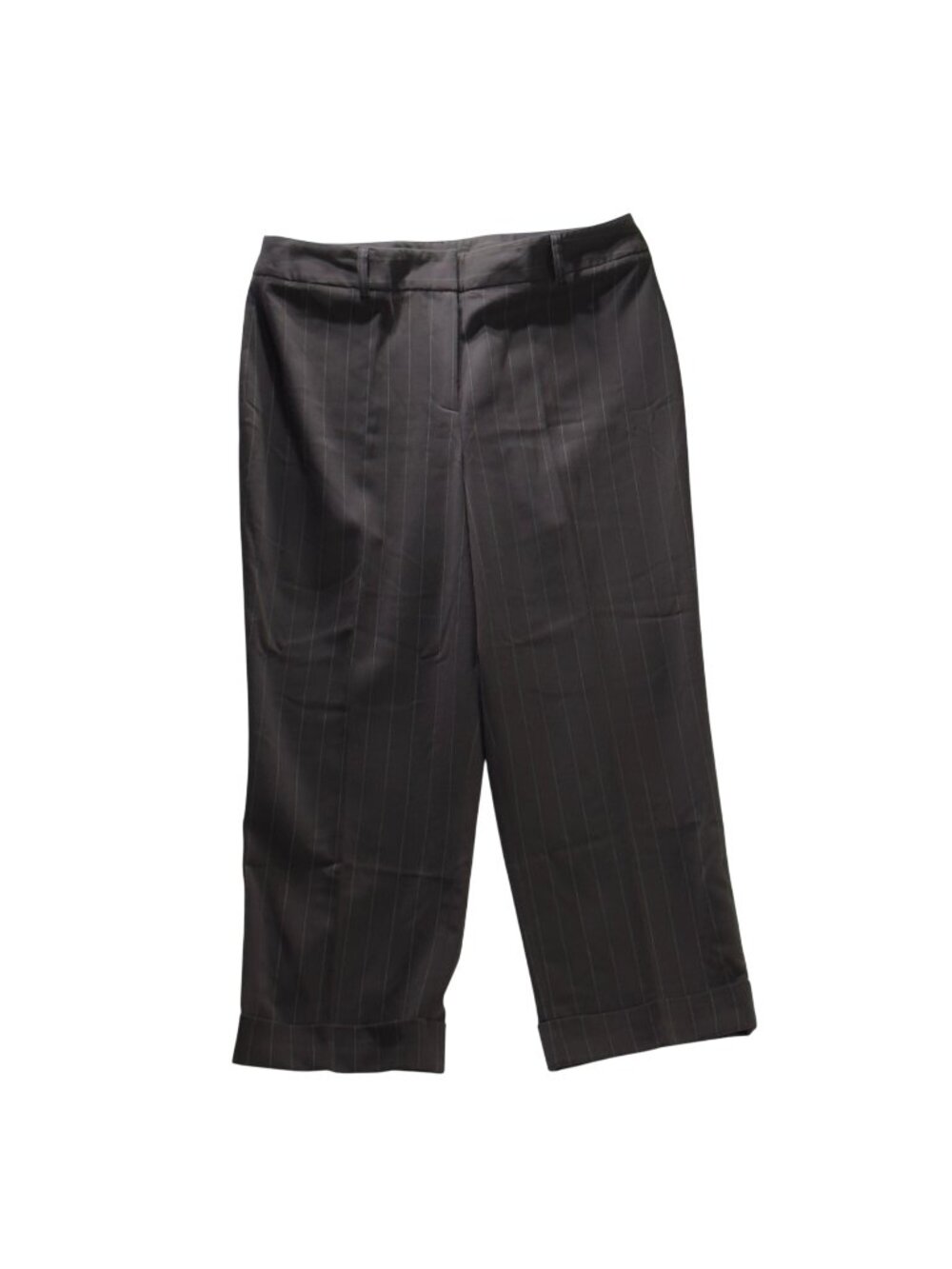 Pantology Womens Pinstripe Trousers Brown Size 14 Polyester/Rayon/Spandex